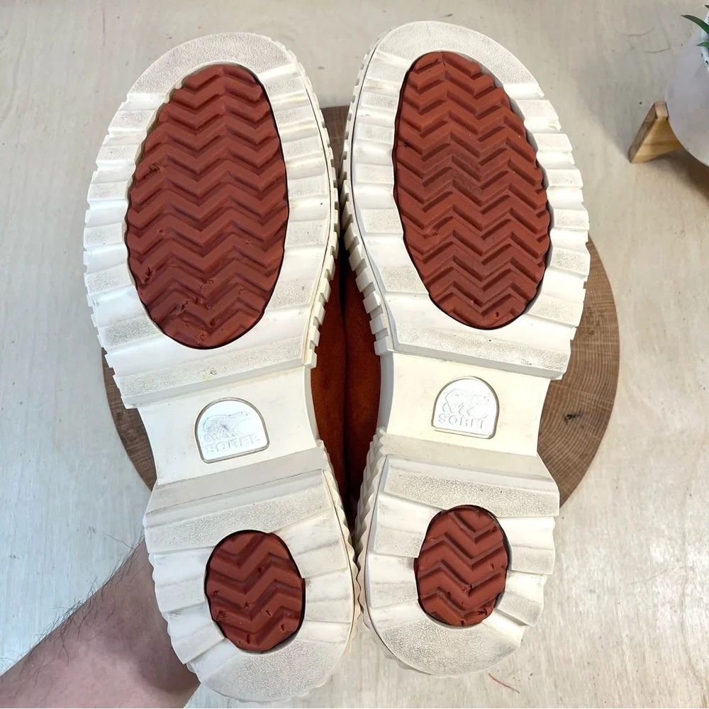 Sorel Suede Penny Mule in Burnt Orange and Cream Platform - Picture 15 of 16